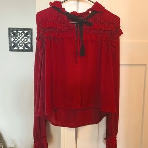 Red Ruffle Blouse